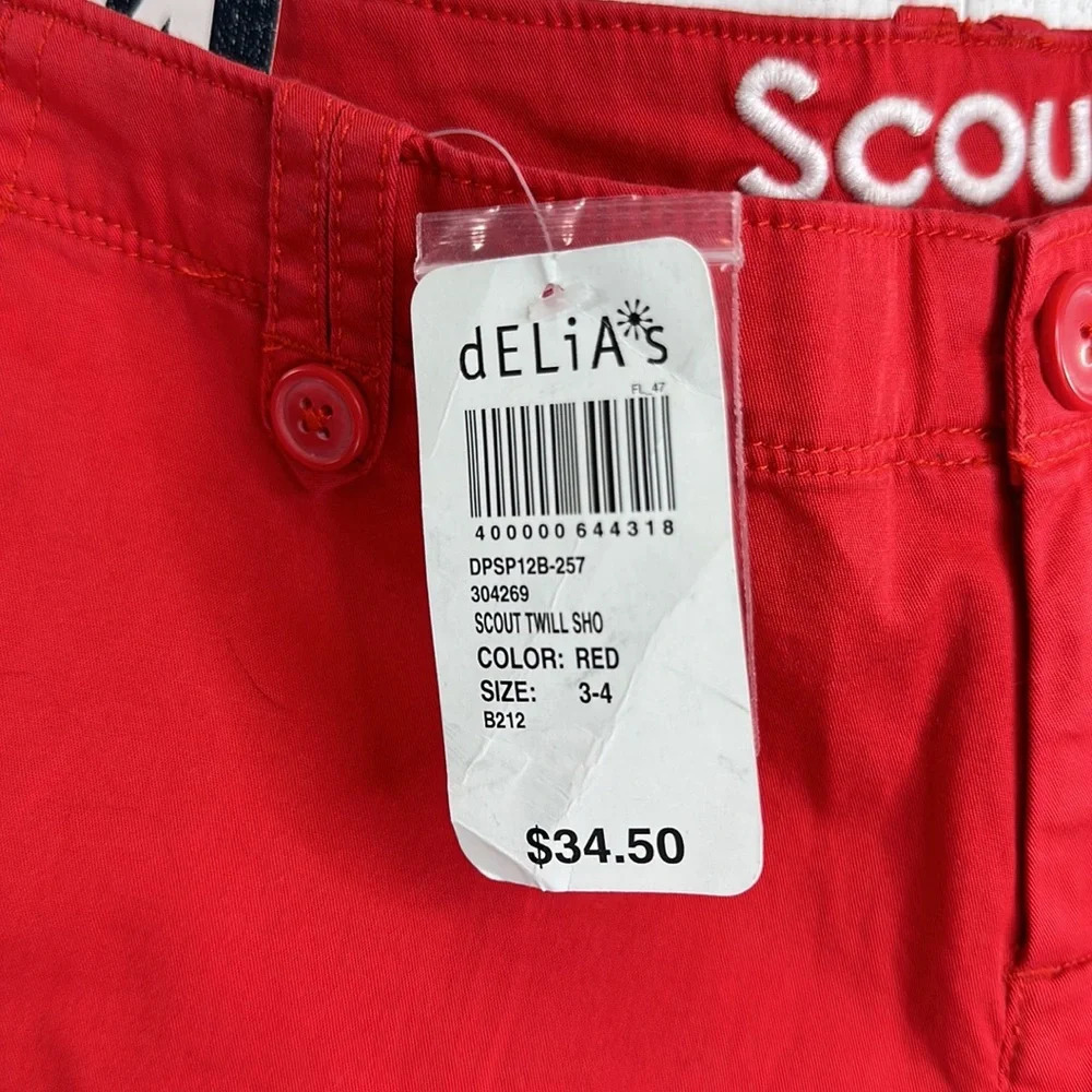 Delia’s Women’s/Juniors Scout Size 3/4 Cherry Red 4” inseam 4-pocket Shorts NWT - Picture 2 of 7